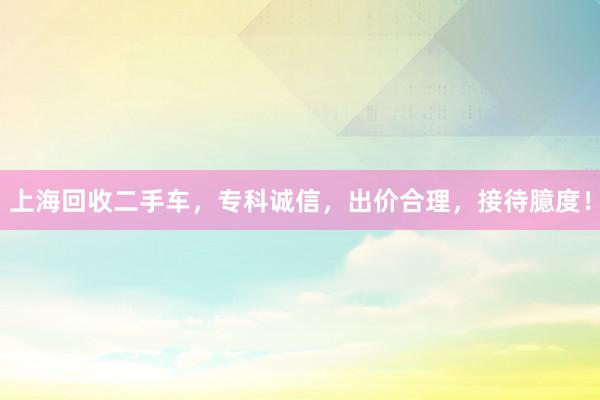 上海回收二手车，专科诚信，出价合理，接待臆度！