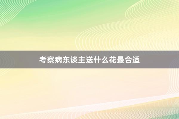 考察病东谈主送什么花最合适